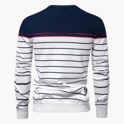 Gestreifter Baumwollpullover im Atlantic-Stil | ALEVITA