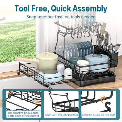 KitchenFlow – Estante de almacenamiento ajustable para secar platos