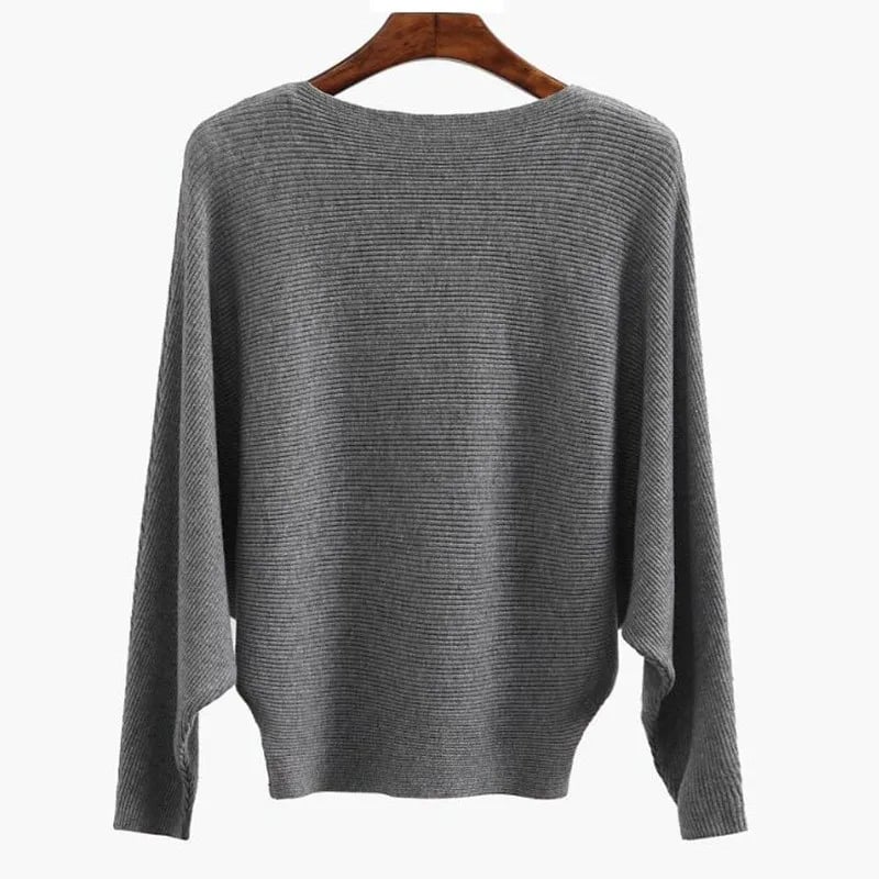 CozyWave – Damen-Strickpullover mit U-Boot-Ausschnitt und Fledermausärmeln