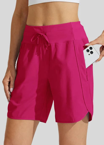 AthletiQ – Pantalones cortos de running de tiro alto para mujer