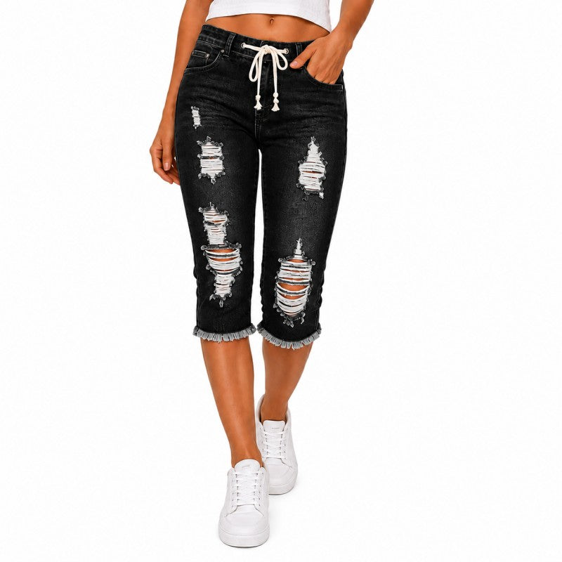 DenimBloom – Jeans vaqueros cortos de tiro alto