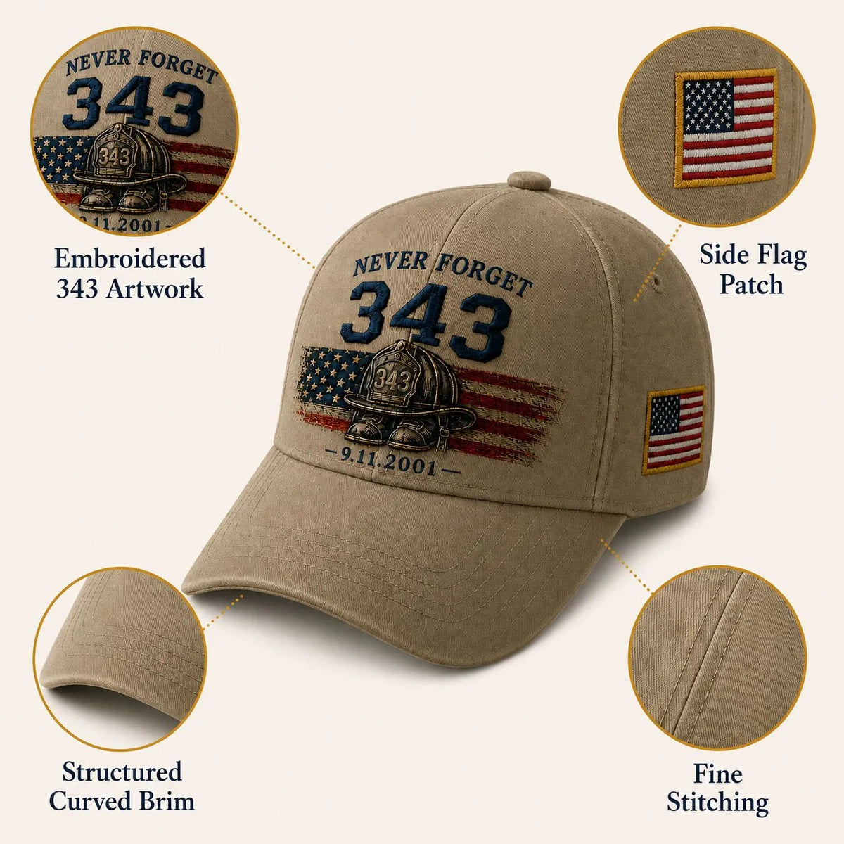 ValorMark – Gorra conmemorativa premium 343 Memorial Legacy