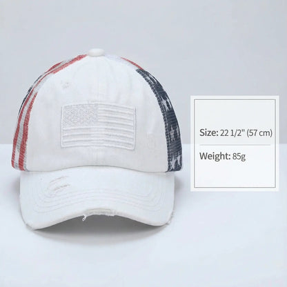 VistaCap – Mehrstufige Criss-Cross-Trucker-Cap mit amerikanischer Flagge
