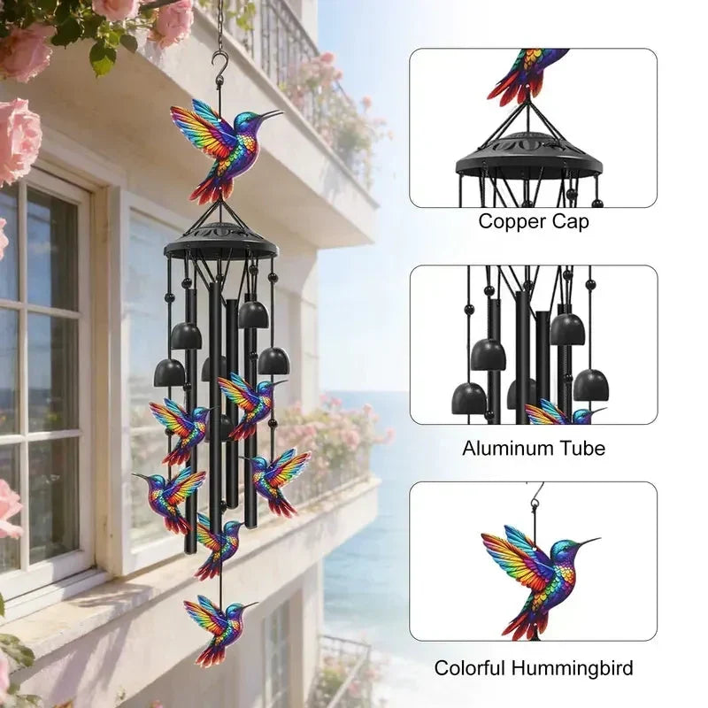 HummingAura – Campana de viento vintage colorida