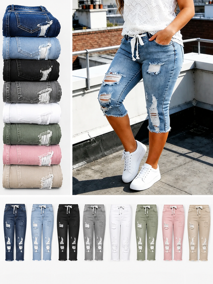 DenimBloom – Jeans vaqueros cortos de tiro alto