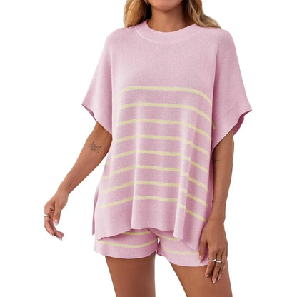 BellaVive – Conjunto de ropa de descanso a rayas chic