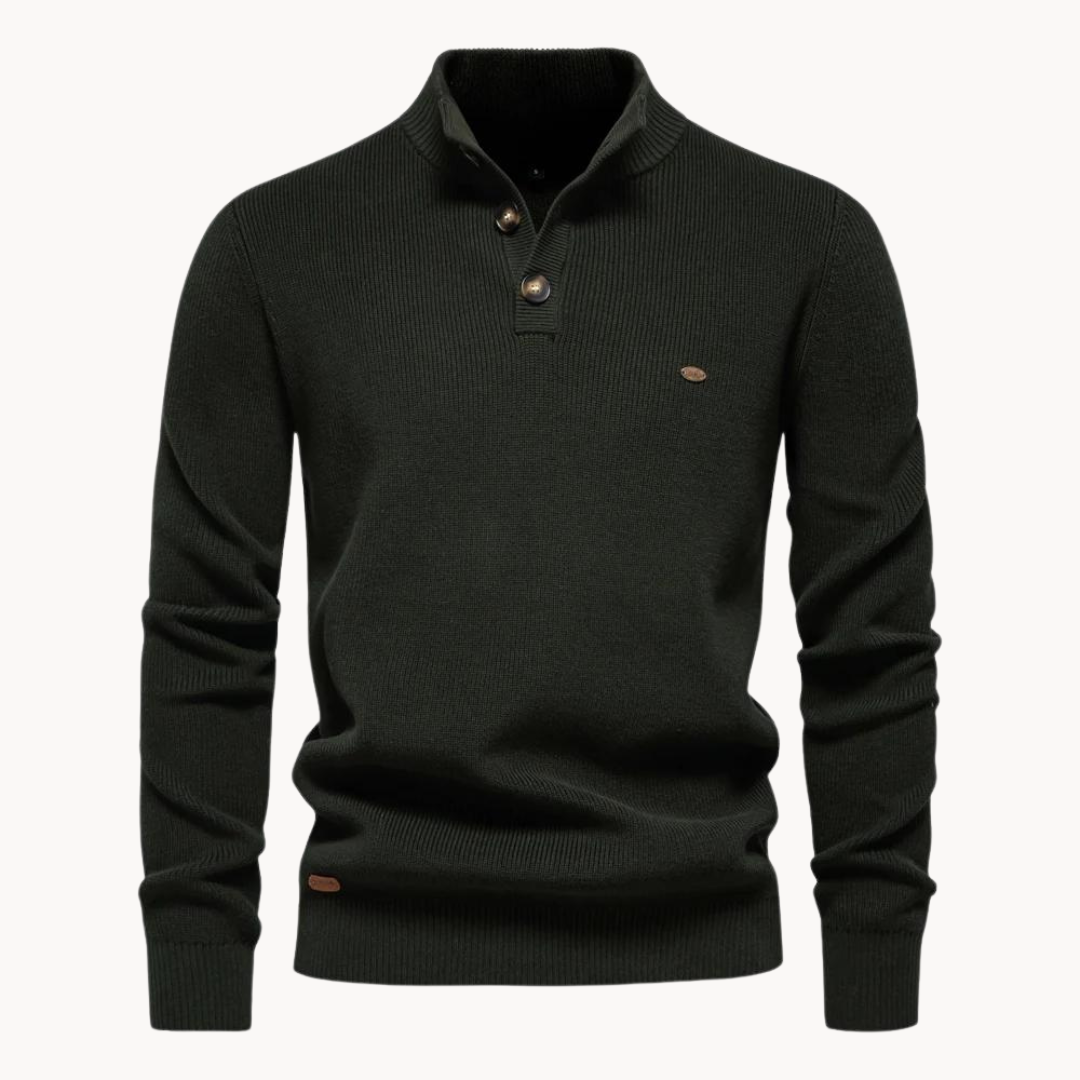 Ashton Button Mockneck Sweater | ALEVITA