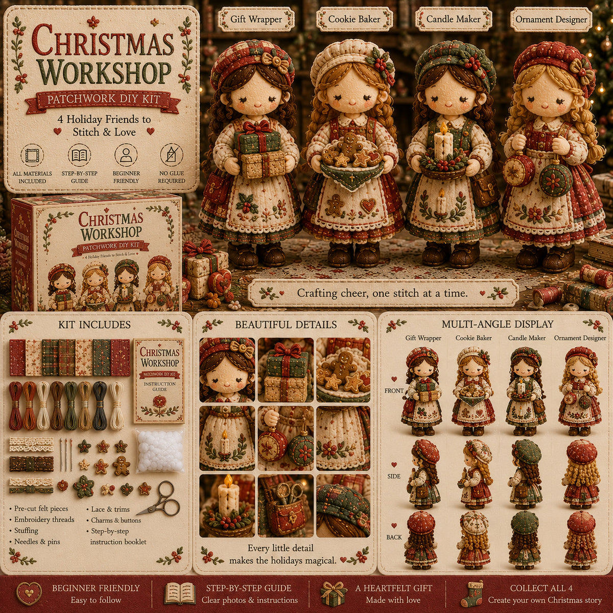 TinyWorlds – Colección de kits de manualidades DIY de patchwork acogedor