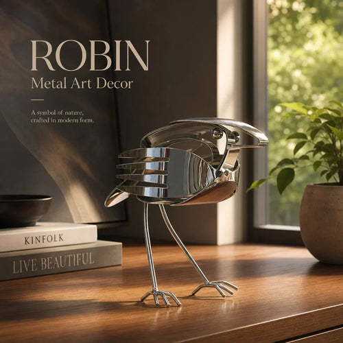 RobinForge – Escultura de petirrojo de metal reciclado hecha a mano
