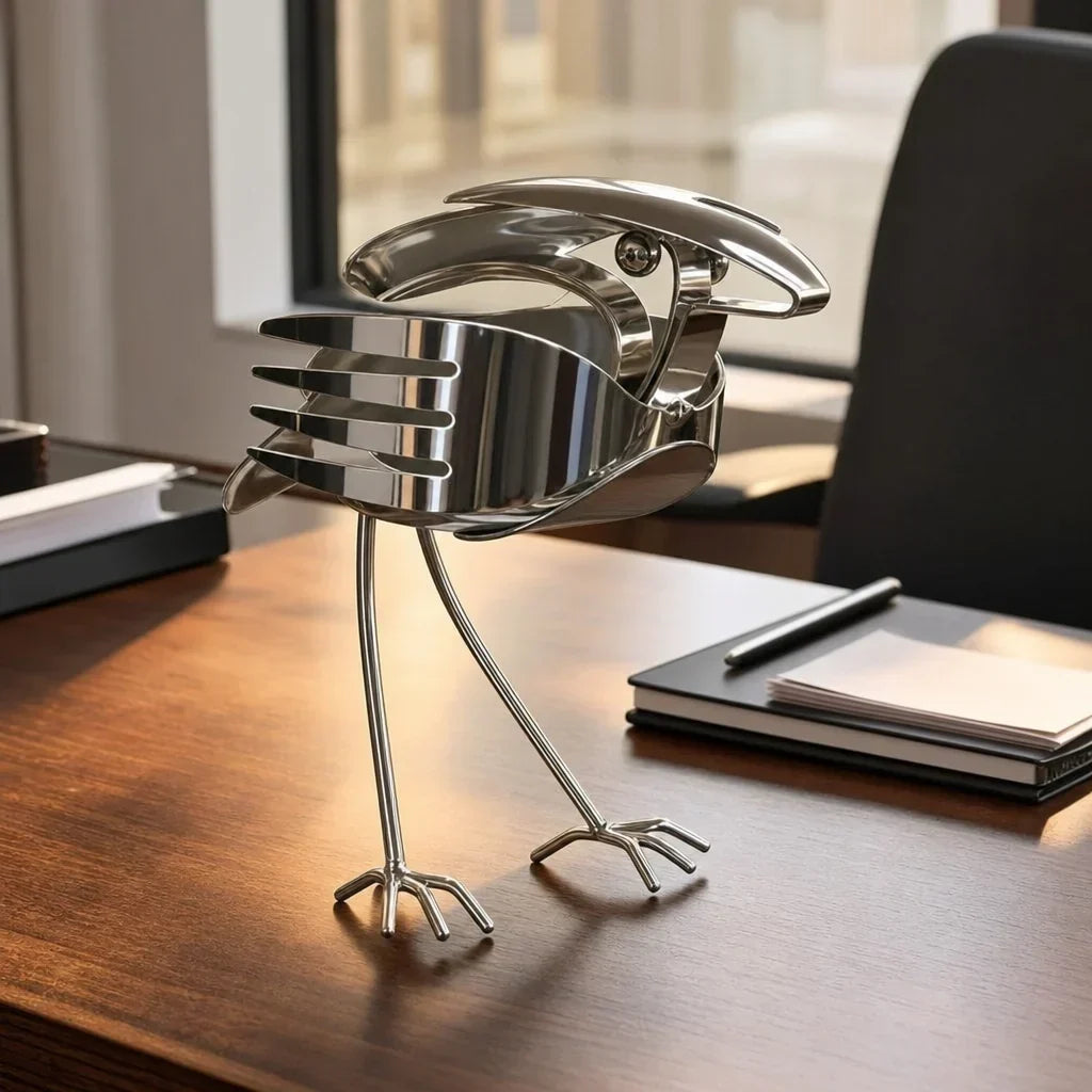 RobinForge – Escultura de petirrojo de metal reciclado hecha a mano