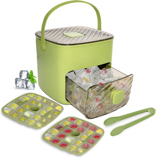 🥳TOP-ANGEBOT 2026🥳💞Über 50.000 verkauft!🧊Tragbarer Eiswürfelbereiter mit Deckel und Aufbewahrungsbox (48 Würfel)