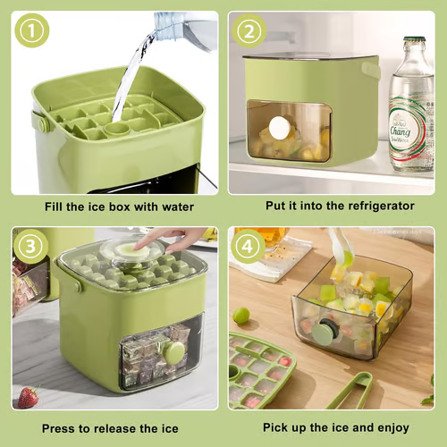 🥳TOP-ANGEBOT 2026🥳💞Über 50.000 verkauft!🧊Tragbarer Eiswürfelbereiter mit Deckel und Aufbewahrungsbox (48 Würfel)