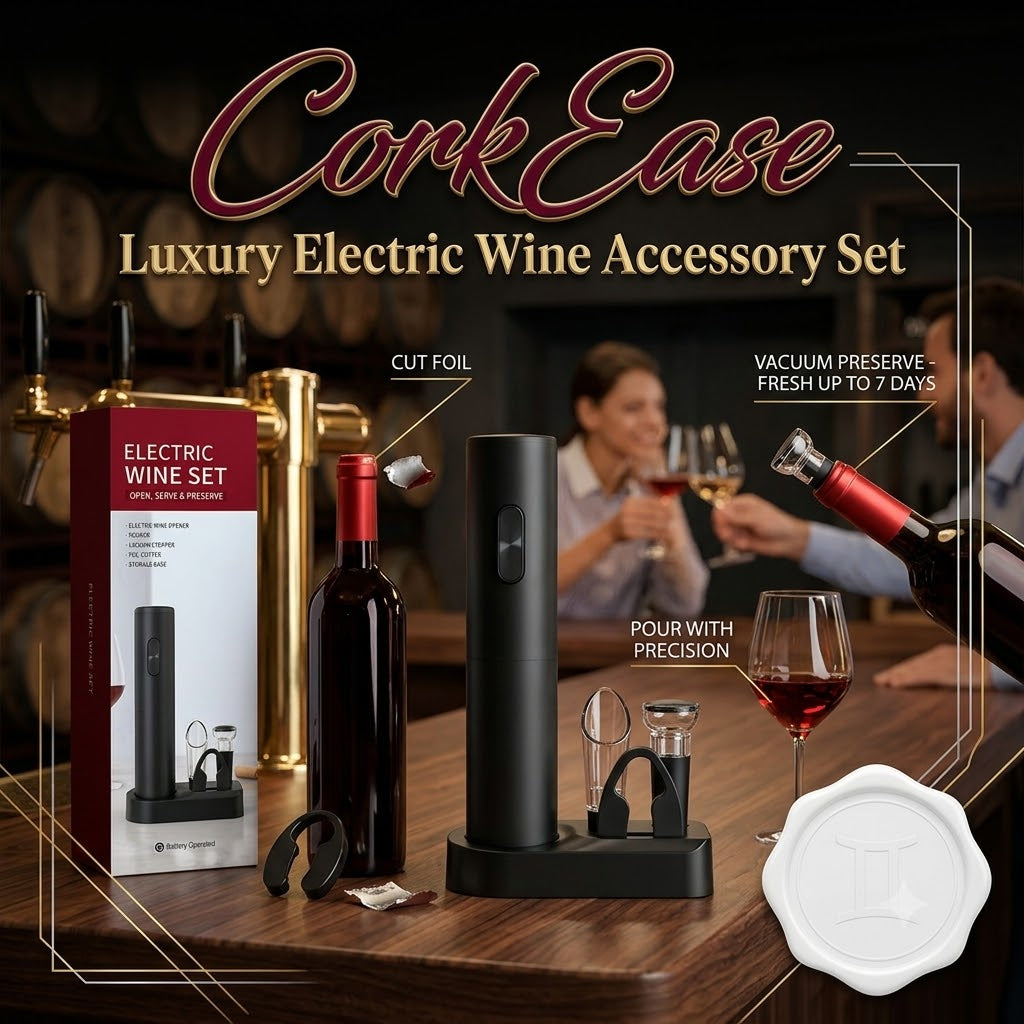 CorkEase – Set de Accesorios Eléctricos de Lujo para Vino