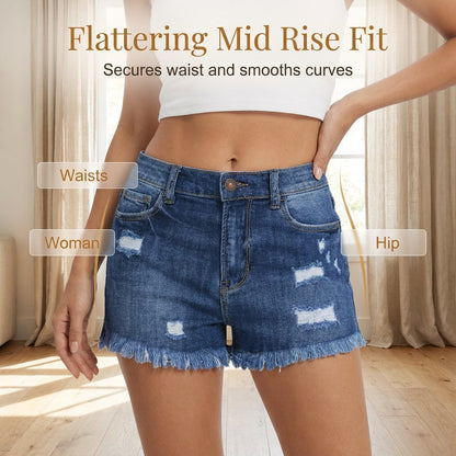 BlueBelle - Jeansshorts im Used-Look