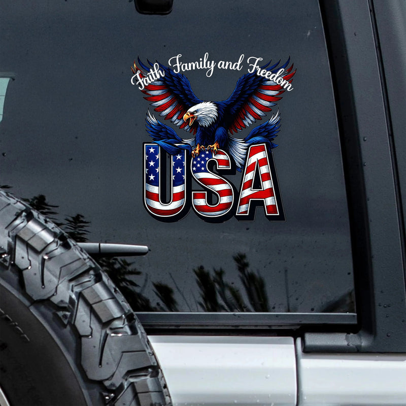 LibertyMark – 250 Años de Fe, Familia y Libertad de América Calcomanía para Automóvil