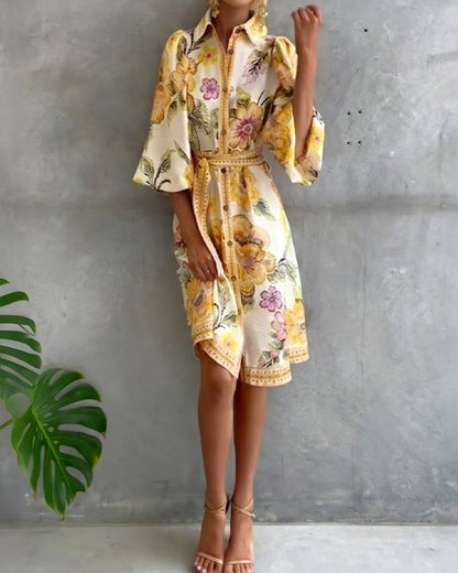 Vestido Estampado Línea A – Elegancia Fluida
