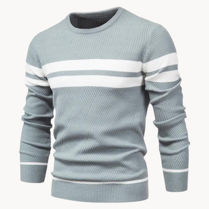 Zander Field Gestreifter Baumwollpullover mit Rundhalsausschnitt | ALEVITA