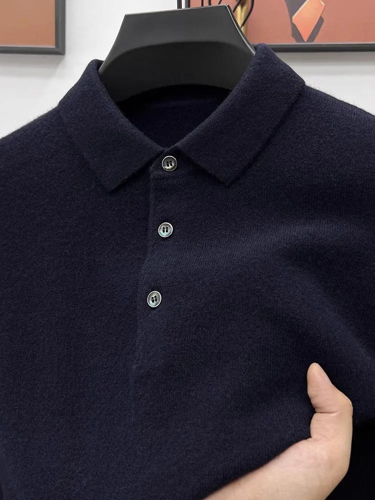 PrestigeKnit – Suéter polo de cachemira para hombre