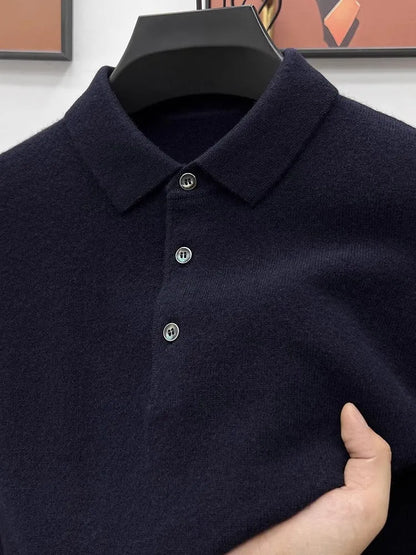 PrestigeKnit – Suéter polo de cachemira para hombre