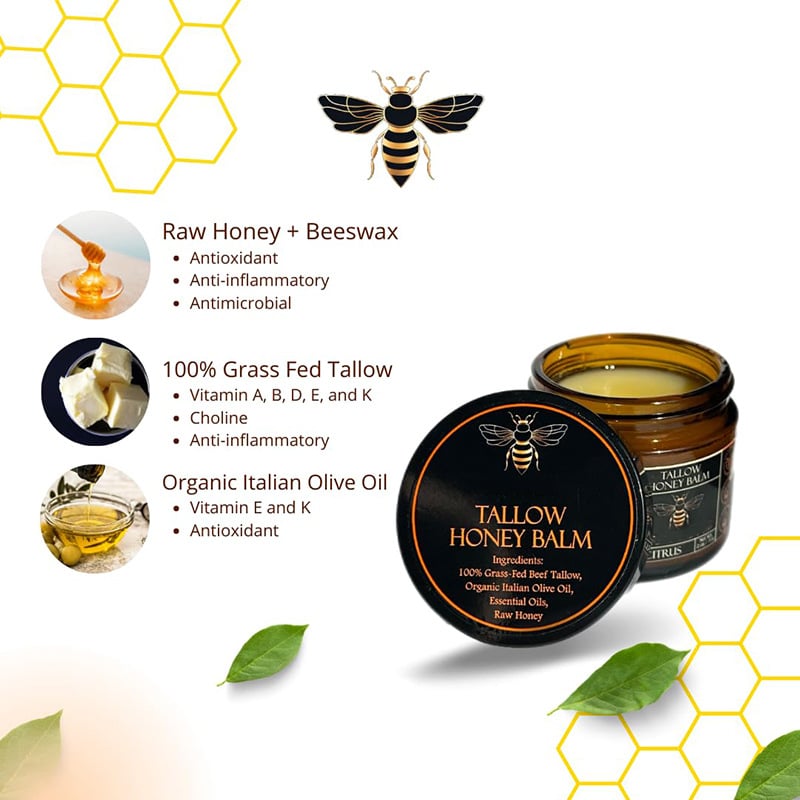 GlowTallow - Bálsamo Nutritivo Orgánico con Miel Cruda