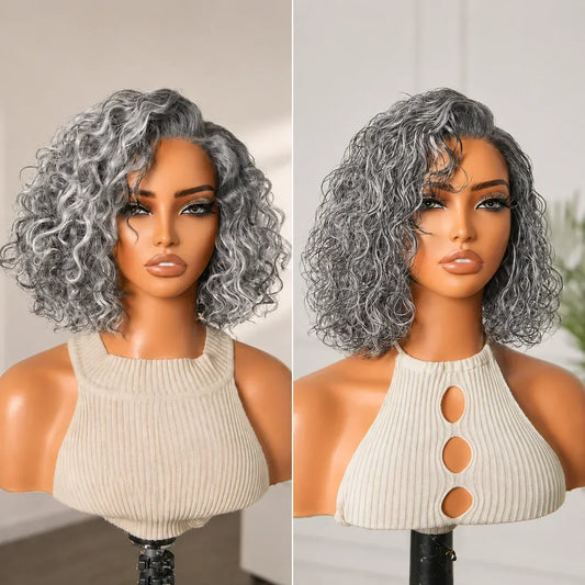 CurlLuxe – Gebrauchsfertige, klebefreie lockige Bob-Perücke