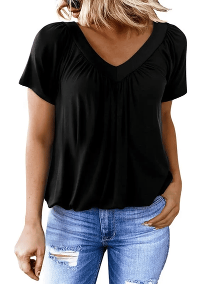 AuraFit | Camiseta casual de cuello en V para mujer clásica
