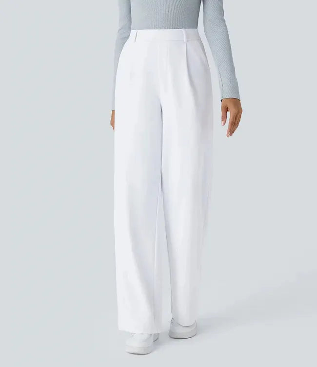 EleganceFit – Pantalones casuales rectos de talle alto
