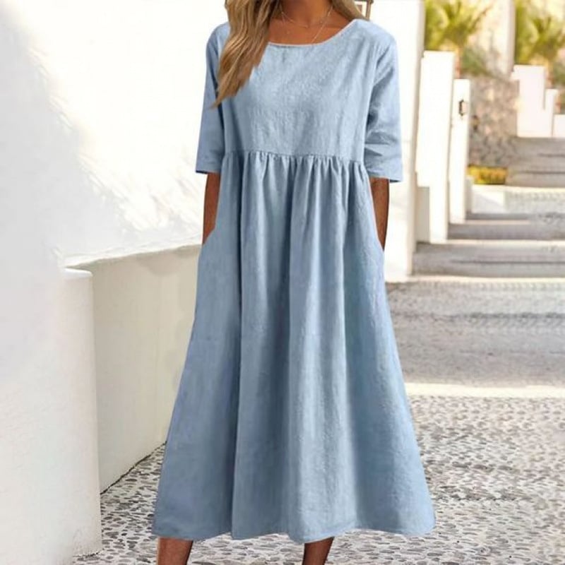Breeza – Vestido de verano holgado de algodón y lino