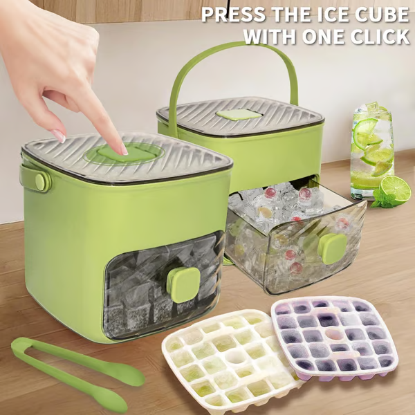 🥳TOP-ANGEBOT 2026🥳💞Über 50.000 verkauft!🧊Tragbarer Eiswürfelbereiter mit Deckel und Aufbewahrungsbox (48 Würfel)