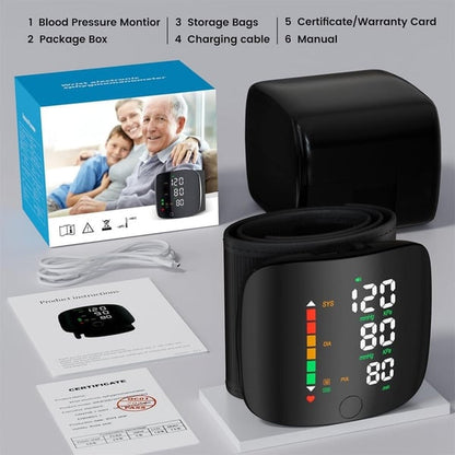 Handgelenk-Blutdruckmessgerät – LED-Display, verstellbar, Gesundheits-Tracking
