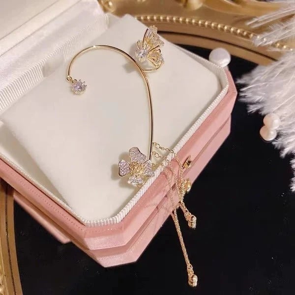 ButterGlow – Pendientes de flecos de mariposa de circonita cúbica