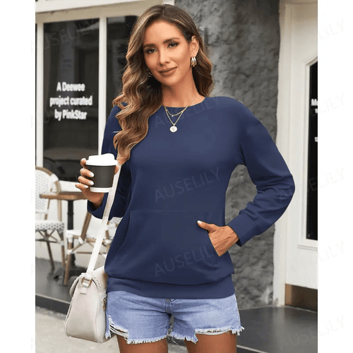 CozyCore – Sudadera sin Capucha Cuello Redondo para Mujer