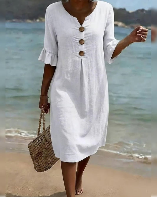 CottonCharm – Vestido con Volantes y Botones en las Mangas