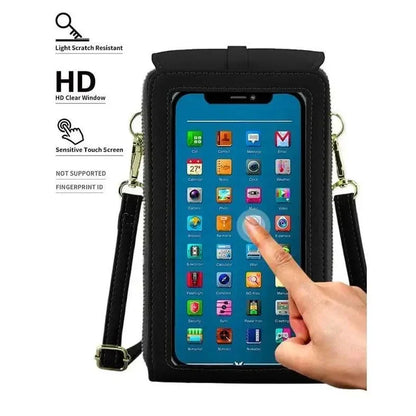 VistaPouch – Cartera bandolera para mujer con pantalla táctil, sencilla y elegante