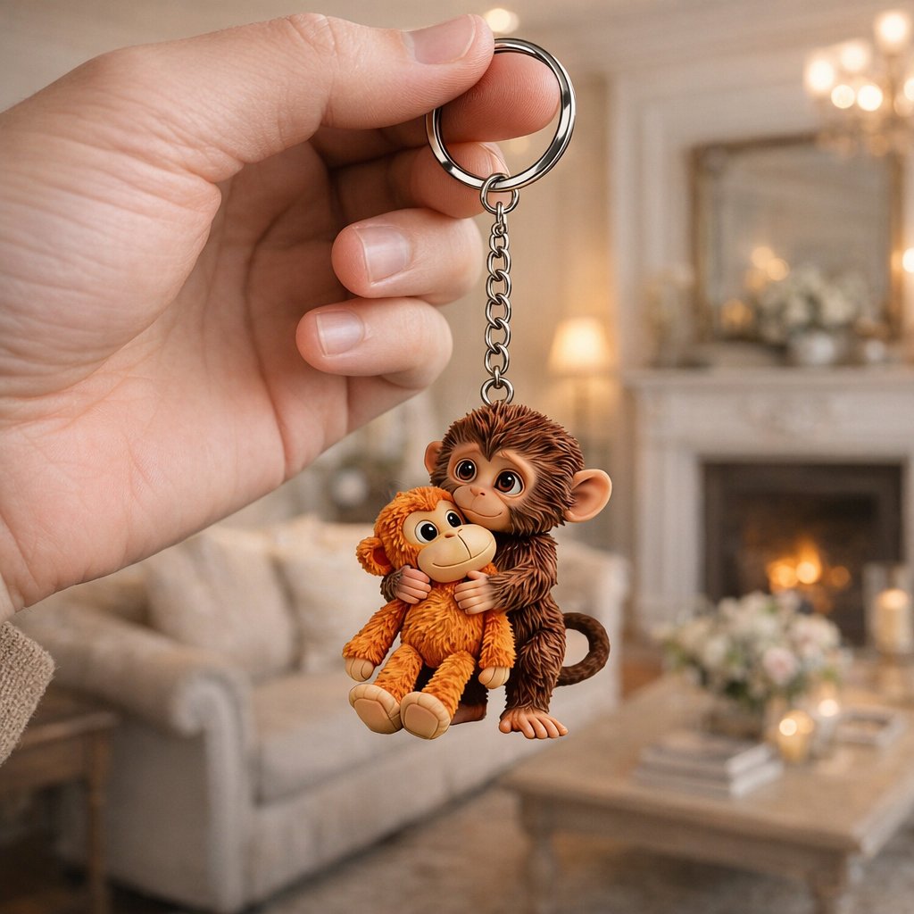 🐵3D viraler Boxaffen-Schlüsselanhänger 💕 – Emotionales Geschenk für Tierliebhaber, Familie, Freunde und geliebte Menschen🎁