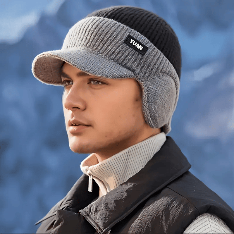 FrostGuard – Winter-Strickmütze mit Ohrenklappen für Herren