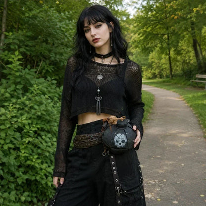 ShadowFuse – Bolso Cruzado de Moda con Forma de Bomba Gótica
