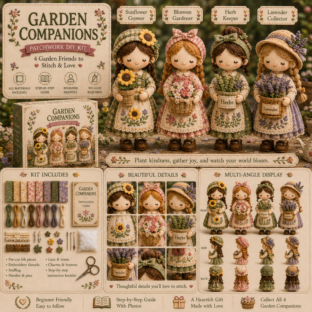 TinyWorlds – Colección de kits de manualidades DIY de patchwork acogedor