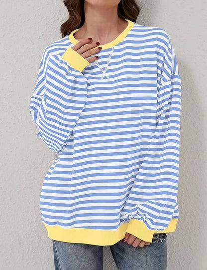 StripeAura – Sudadera de rayas color block para mujer