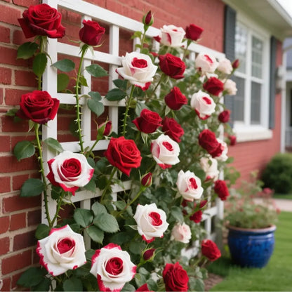 RoseLuxe – Semillas de Rosas Raras Bicolores Rojas y Blancas