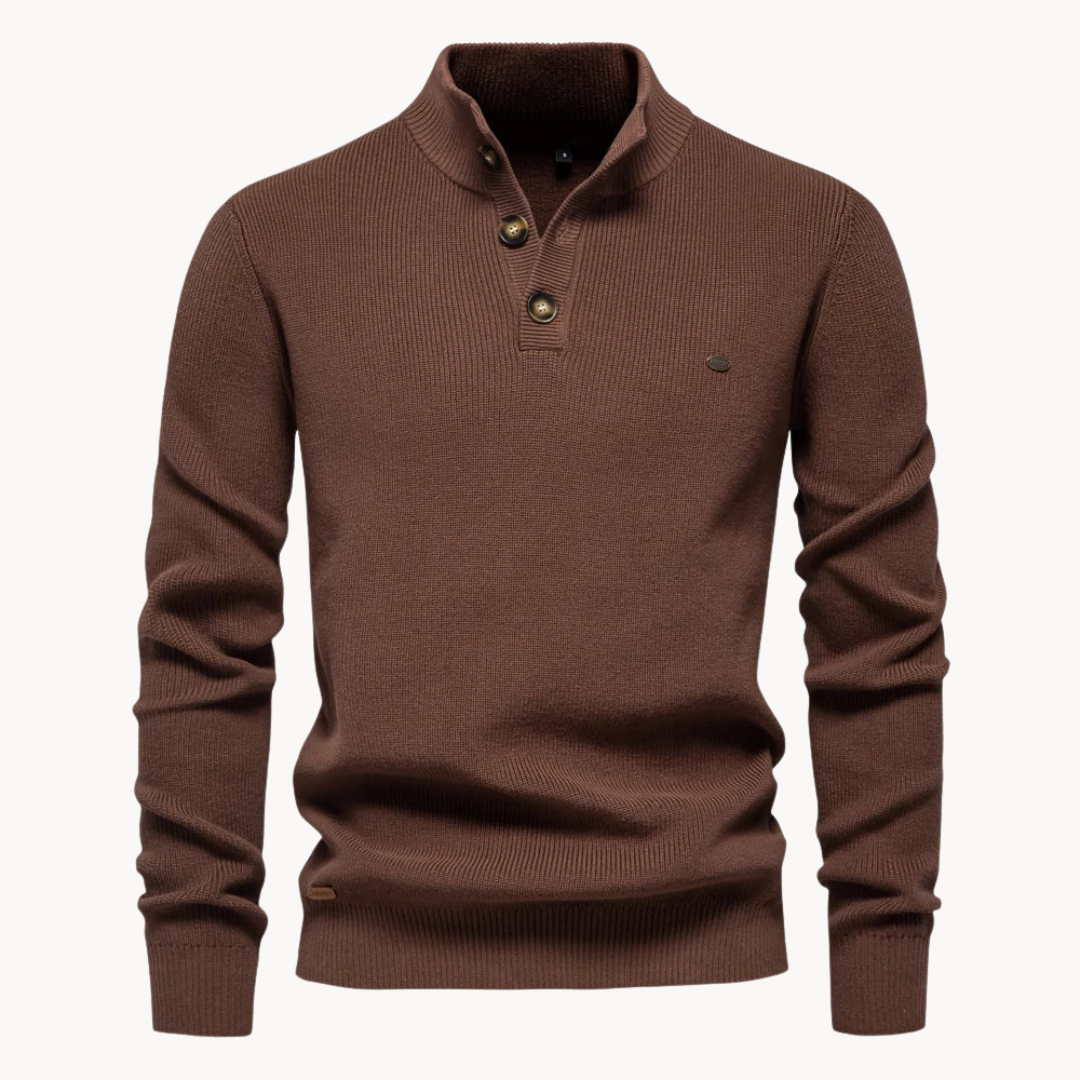 Ashton Button Mockneck Sweater | ALEVITA