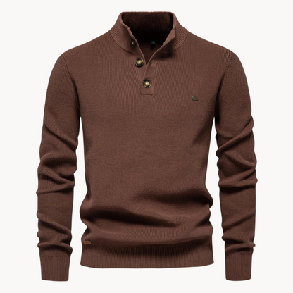 Ashton Button Mockneck Sweater | ALEVITA