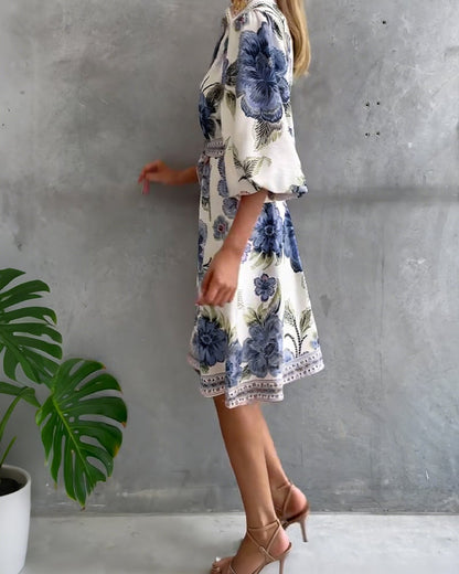 Vestido Estampado Línea A – Elegancia Fluida