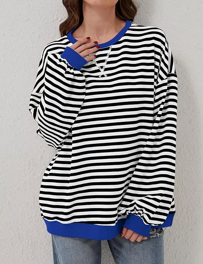 StripeAura – Sudadera de rayas color block para mujer