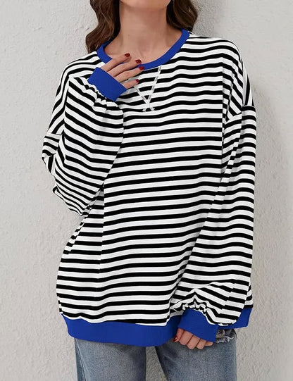 StripeAura – Sudadera de rayas color block para mujer