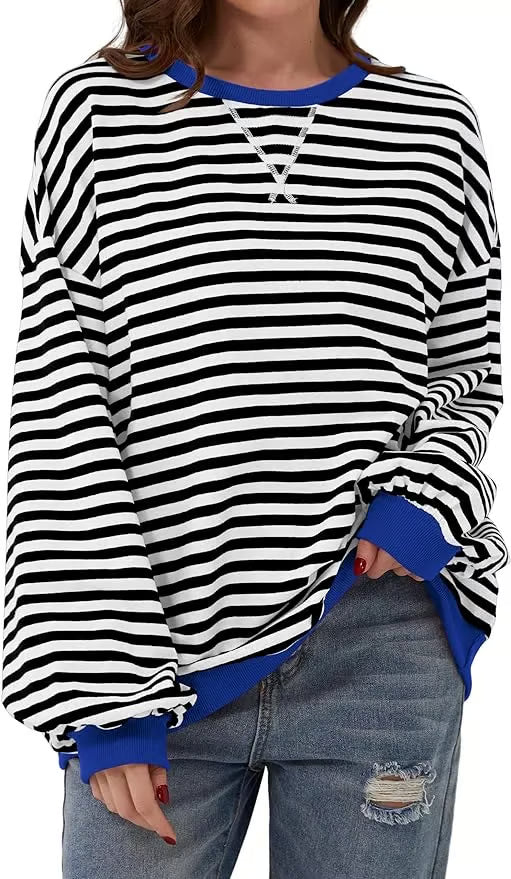 StripeAura – Sudadera de rayas color block para mujer
