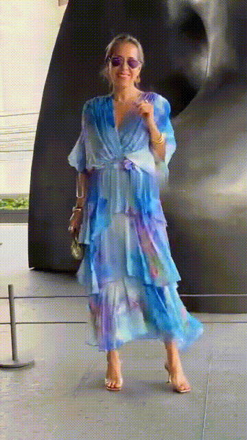 AuraFlow – Maxi-Kleid aus Aquarell-Chiffon