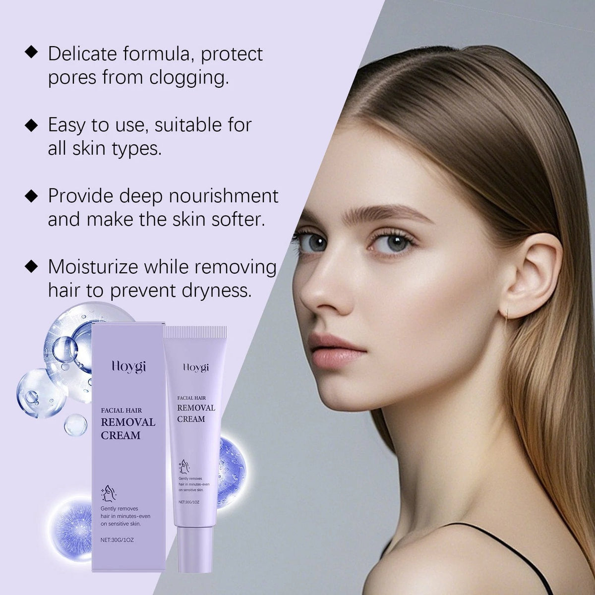 VelvetSkin – Crema depilatoria facial indolora