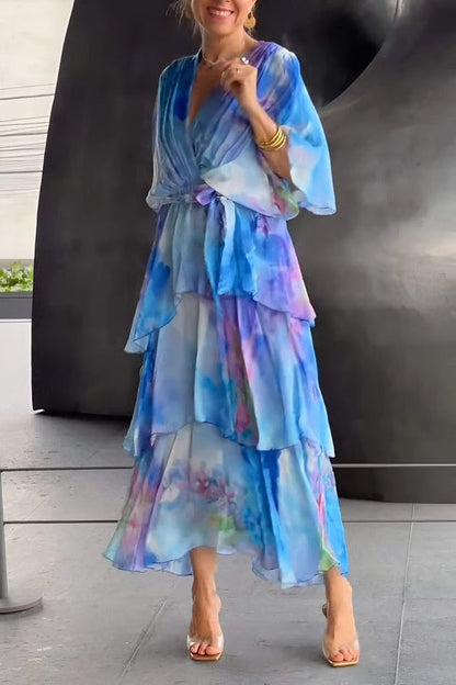 AuraFlow – Maxi-Kleid aus Aquarell-Chiffon