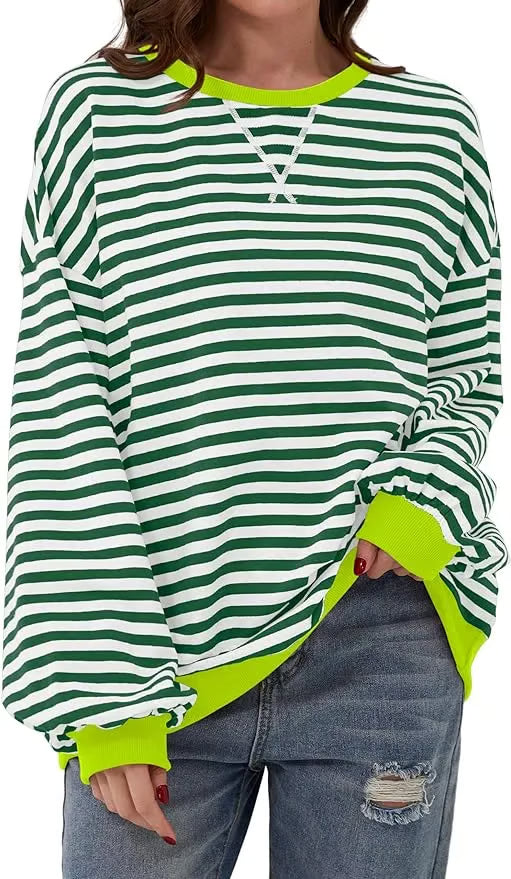 StripeAura – Sudadera de rayas color block para mujer